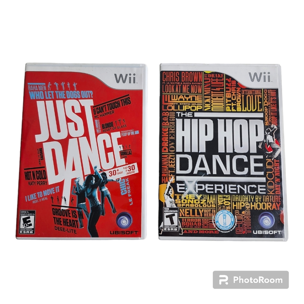 The Hip Hop Dance Experience +Just Dance 1 Nintendo WII Dance Package Tested CIB